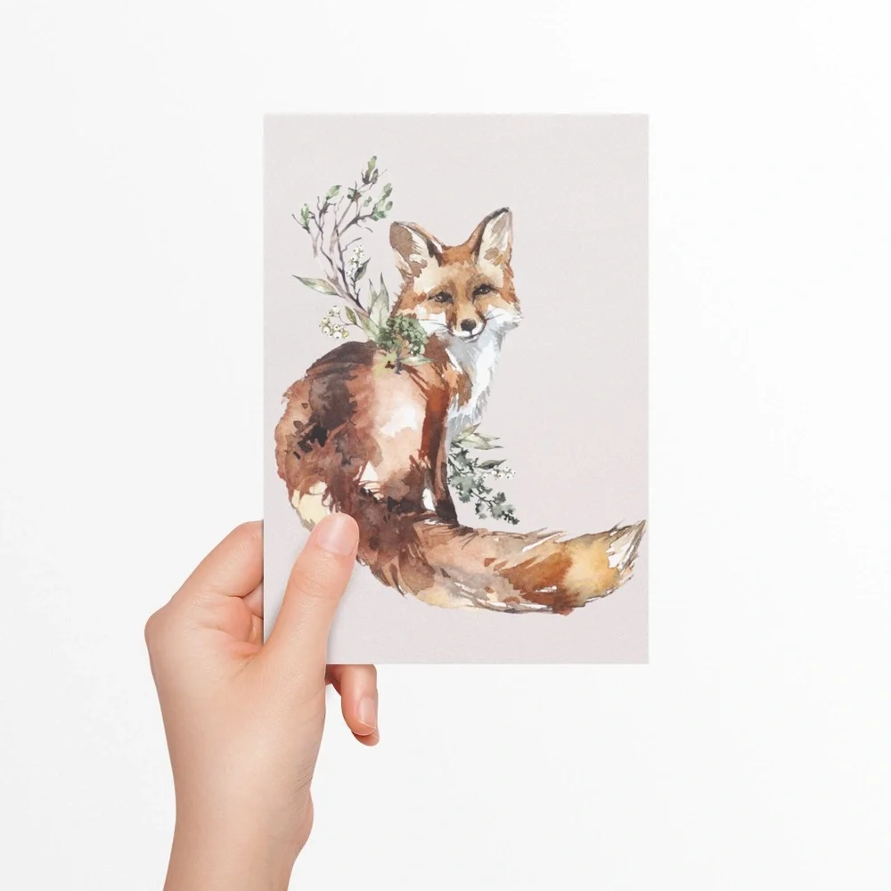 Watercolor Fox Wall Art Print Poster Illustration Unframed - Picture 10 of 10